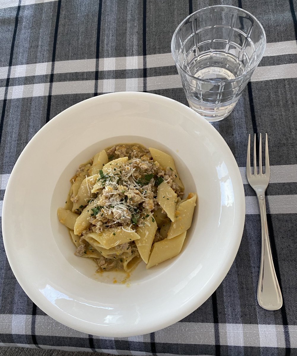 Dinner: pennoni with white sausage ragu 😋