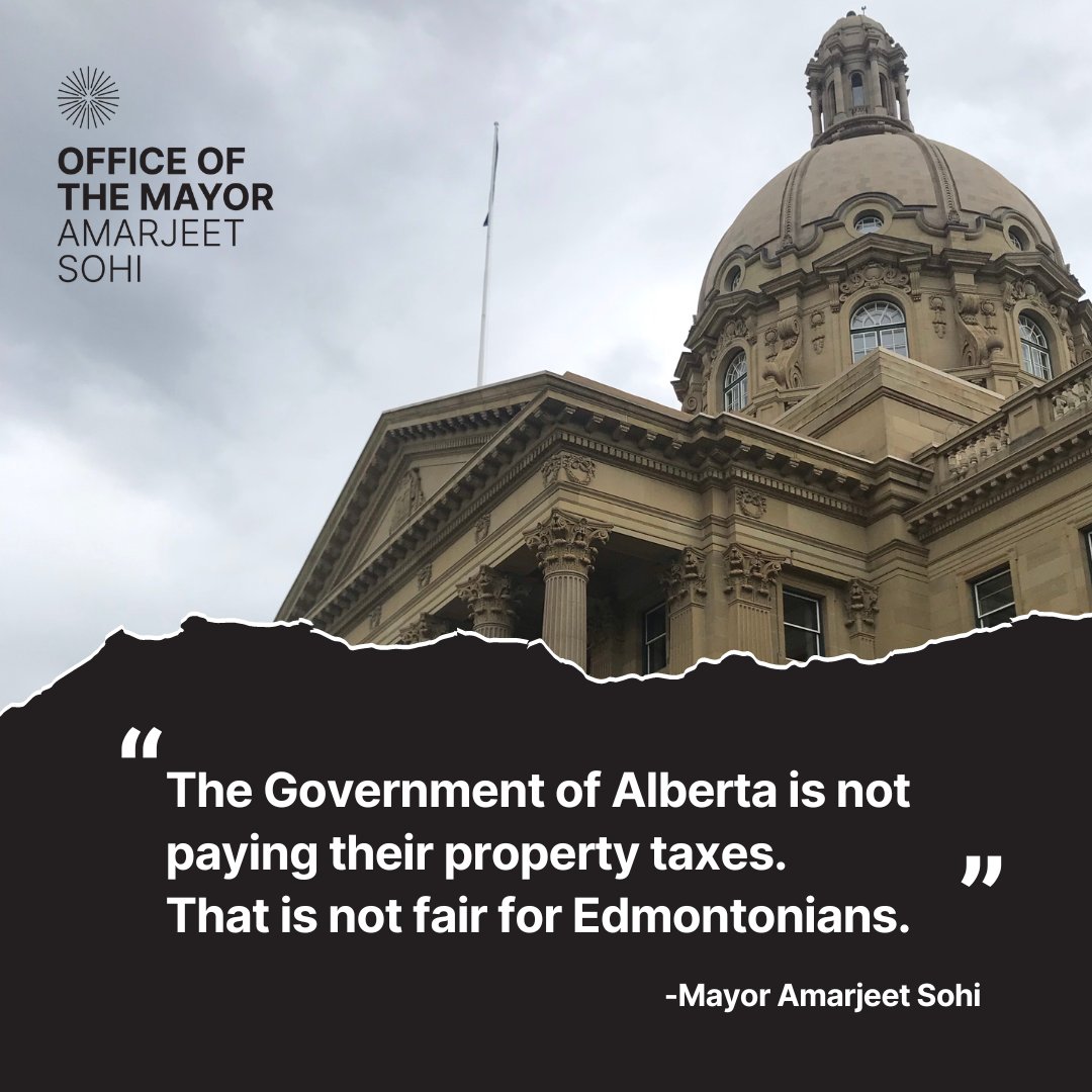 The Government of Alberta is not paying their property taxes. That is a $60 million hit to the city’s bottom line. Edmonton taxpayers are forced to fill that gap. We are asking the Provincial Government to reinstate the Grant in Place of Tax Program retroactively to 2019,…
