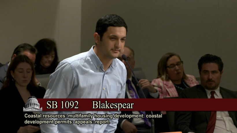 AzulDotOrg's tweet photo. Today, Azul's California Policy Associate, Tomas Valadez, joined the Senate Natural Resources & Water Committee hearing to speak on #SB951, #SB1092 & #SB1077. We were there along with partner organizations defending the Coastal Act to ensure it isn’t weakened! #AzulPresente https://t.co/U9wZKMNZRz