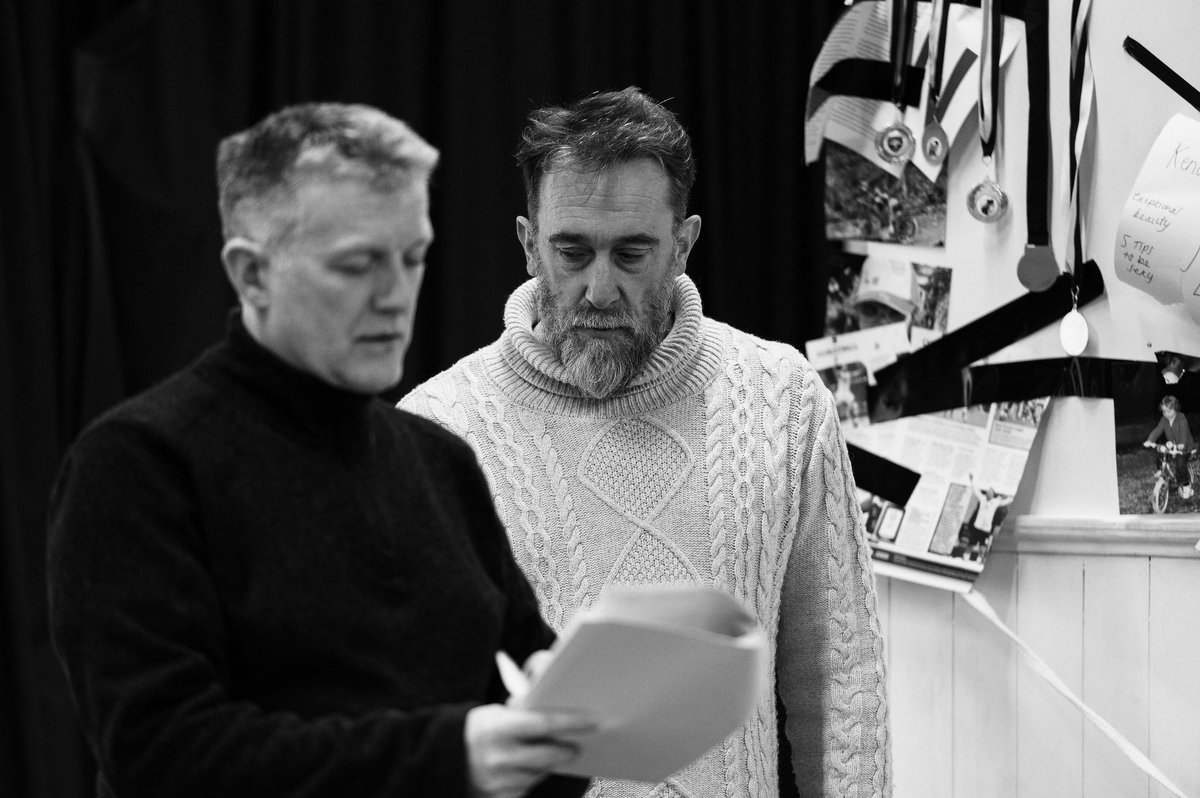 BodkinC's tweet photo. Today's work. We all seem to be looking terribly serious, but there was plenty of laughter, too!

#rehearsals #biketheplay #rehearsalroom #linelearningishard #butworthit #biscuitshelpeverything

📷 @SiShoots https://t.co/xBkXUMh6Uw