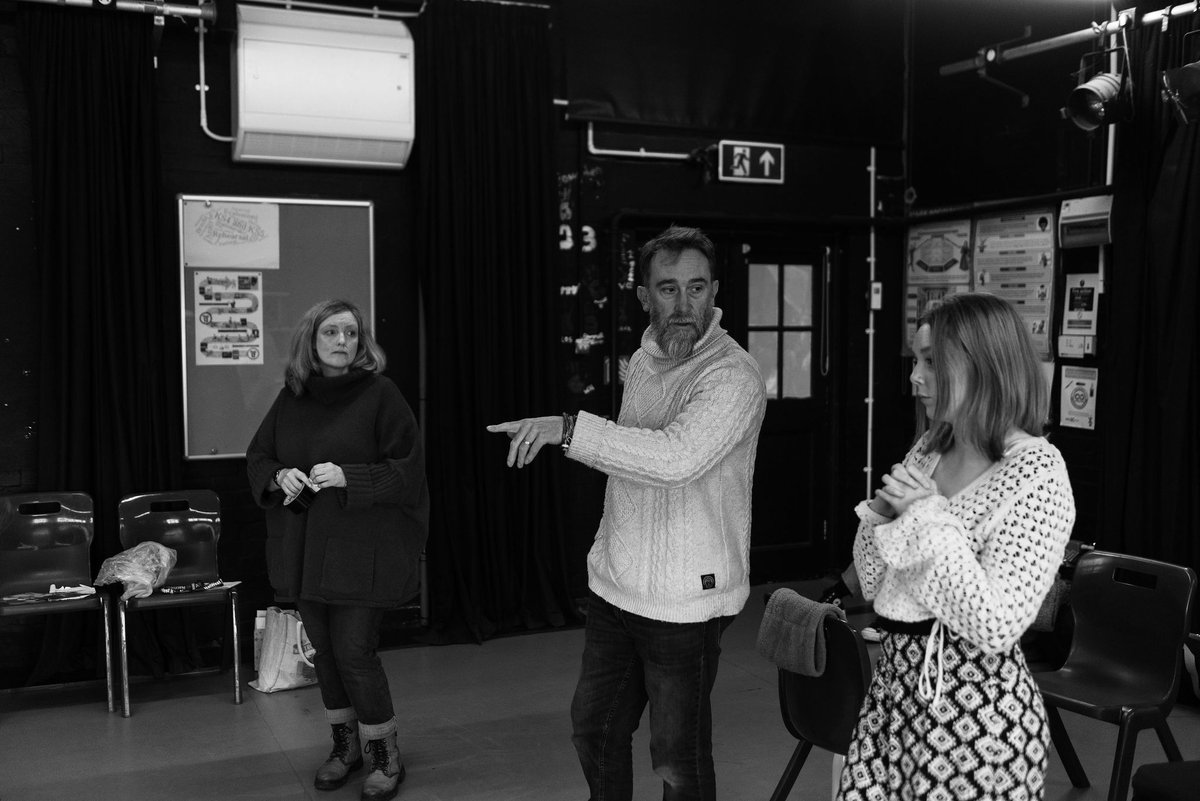 Today's work. We all seem to be looking terribly serious, but there was plenty of laughter, too!

#rehearsals #biketheplay #rehearsalroom #linelearningishard #butworthit #biscuitshelpeverything

📷 <a href="/SiShoots/">Simon Jones</a>