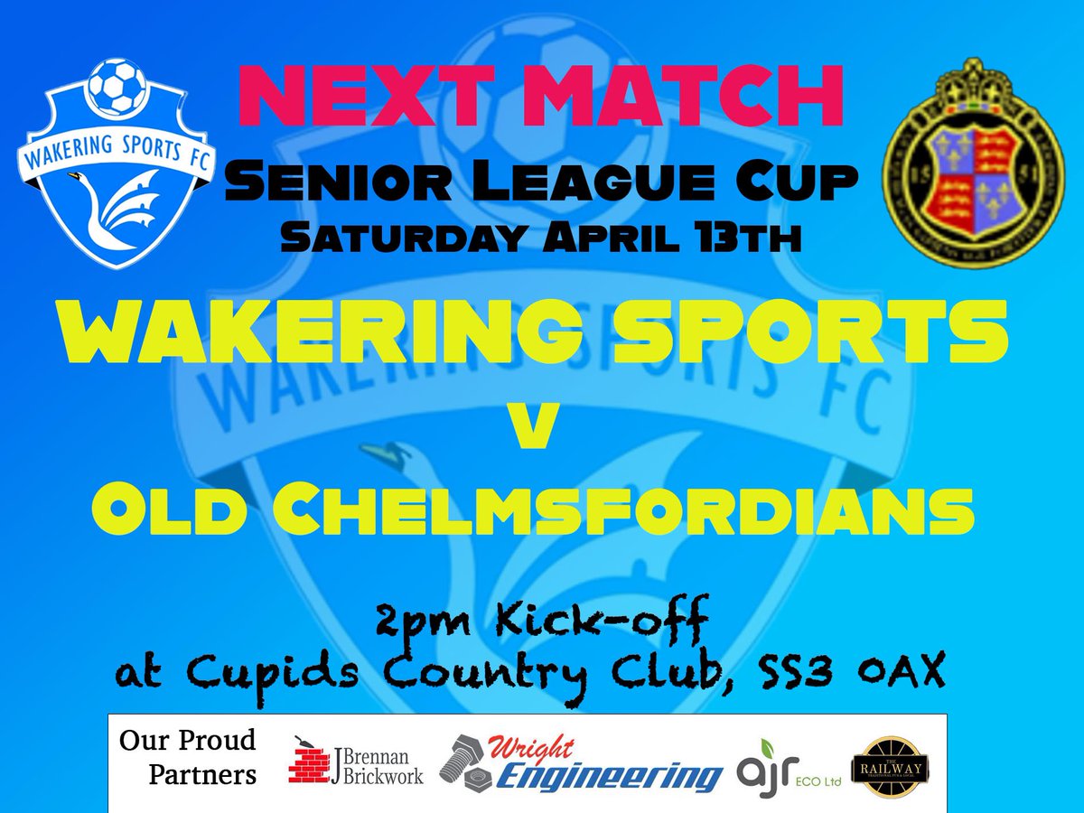 Cup action again this week for @Wakering_Sports First team as they meet @OChelmsfordians in the @eofl Senior League Cup. Catch the action over at @CupidsCC this Saturday. @MyLocalFootball @mysouthend