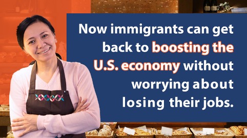 Thanks to @DHSgov new work permit extension, immigrants can get back to propelling *“the U.S. job market further than just about anyone expected”- @washingtonpost *adding '$7 TRILLION in the next decade' to the U.S. economy -@USCBO *“replenishing the workforce' - @nytimes