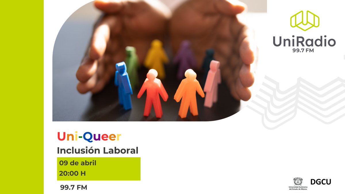 Este martes, en #Uni-queer, hablaremos de la inclusión laboral y la importancia de crear ambientes seguros para la comunidad LGBTIQQ+ en el trabajo. 💼✨ 🕘 20:00 h UniRadio 99.7 FM uniradio.uaemex.mx #UniRadioVaConmigo #SomosUAEMéx💚💛