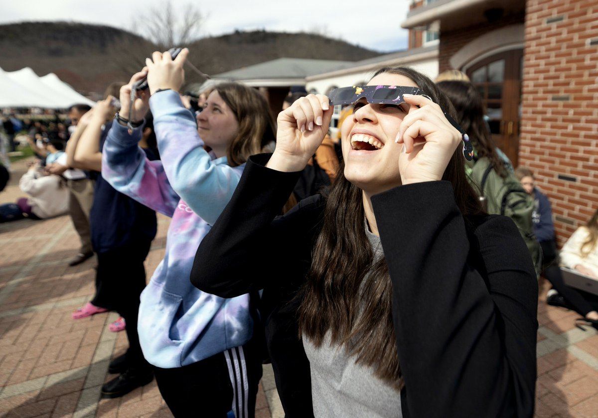 judyolian's tweet photo. It was special sharing a rare cosmic event on the Quad with 1,000+ fellow Bobcats, all peering through protective glasses. Reminds us that the planet is one — that there are experiences that unite us all around the globe. We need more of those. https://t.co/CkrrnNcbcn