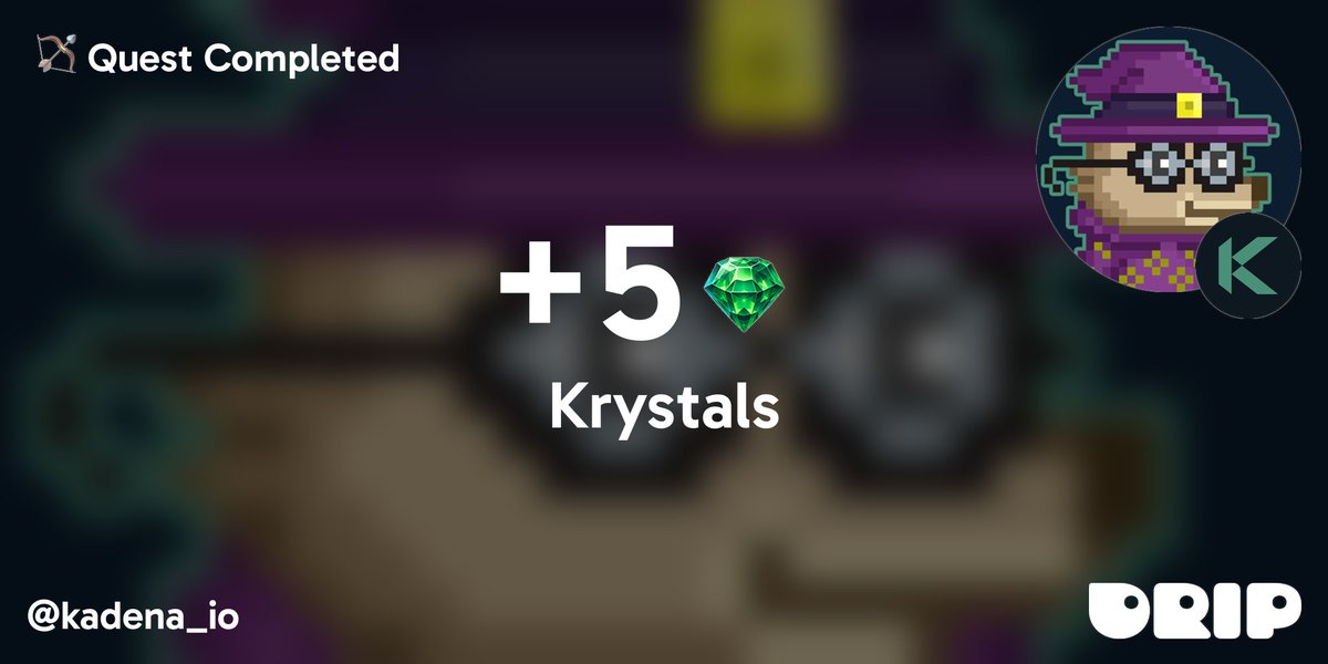 I just earned 5 Krystals for completing a Quest at @kadena_io