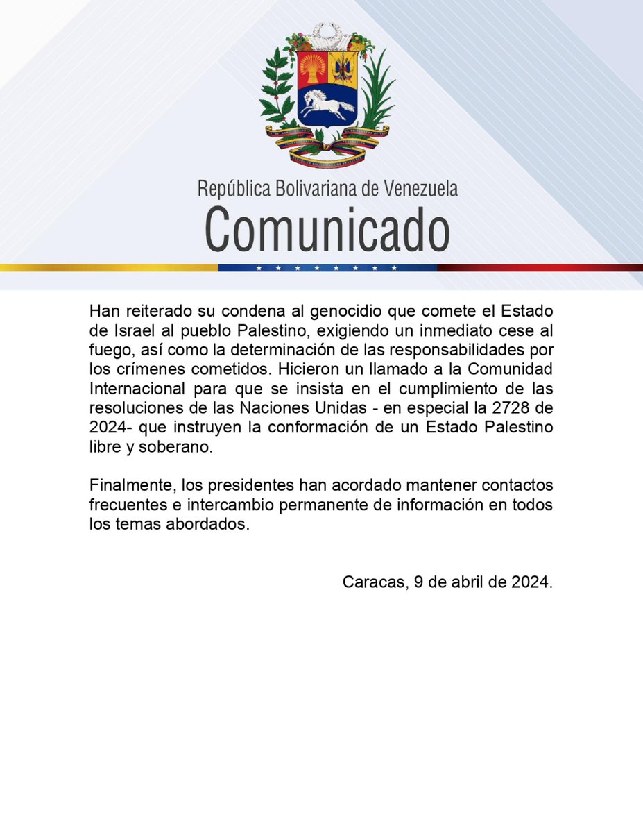 #Comunicado 📢 Los presidentes Gustavo Petro Urrego de Colombia y Nicolás Maduro Moros de Venezuela, invocando los valores de hermandad, solidaridad y complementariedad de ambas naciones, se han reunido el día de hoy en el Palacio de Miraflores de la ciudad de Caracas, donde…