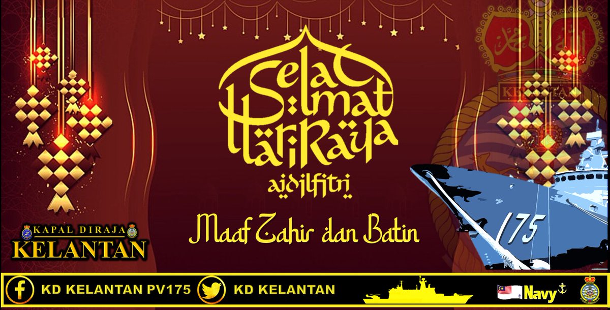 Dlm kerendahan hati,ada ketinggian budi, dlmm kemiskinan harta,ada kekayaan jiwa,dlm kelembutan lidah ada keterlanjuran kata, dlm gurau &amp; senda tentu ada khilaf &amp; dosa, mohon ampun &amp; maaf atas segalanya,selamat hari raya maaf zahir &amp; batin
<a href="/MPA_Timur/">HQ Eastern Fleet</a> <a href="/tldm_rasmi/">Royal Malaysian Navy</a> <a href="/RMNEasternFleet/">RMNEasternFleet</a>