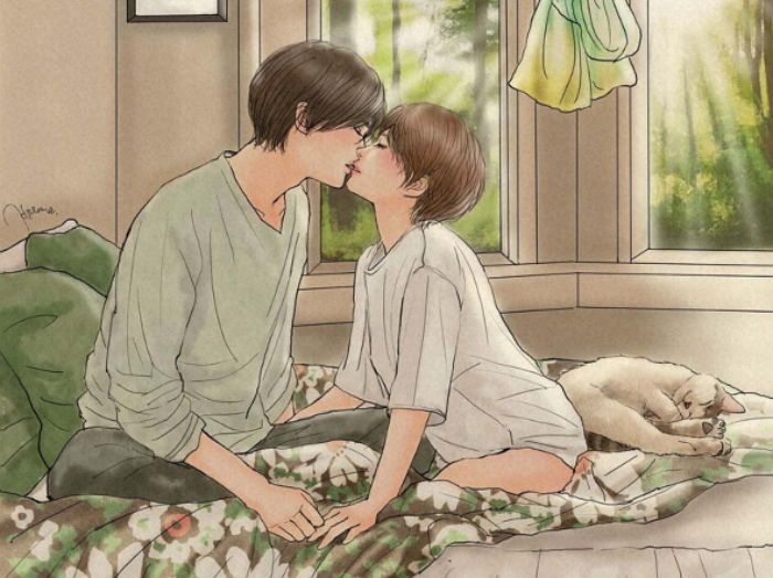 난 지금 행복해요 왜일까요 당신이 내 곁에 있기에 그런가 바요
당신은 나를 웃게 해요 옆에 다가가고 싶어요 추운 날에 입김을 불면 당신이 그려져요 따듯한 날에 비가 내리면 무지개가 당신 같아 보여요 난 지금도 당신이 보고 싶어요 이런 게 사랑일까요? 2편 계속...
.
.
.
.
.
언젠가는 있겠죠?😁