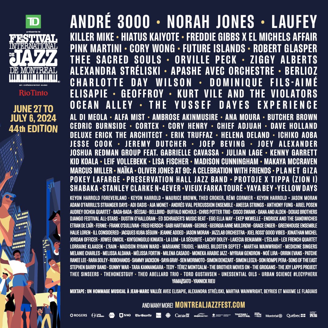 Wow! What a lineup! Elated to be bringing #TheStoryvilleMosquito to @mtljazzfestival THIS SUMMER! See you @placedesarts #Montreal kidkoala.com/tour