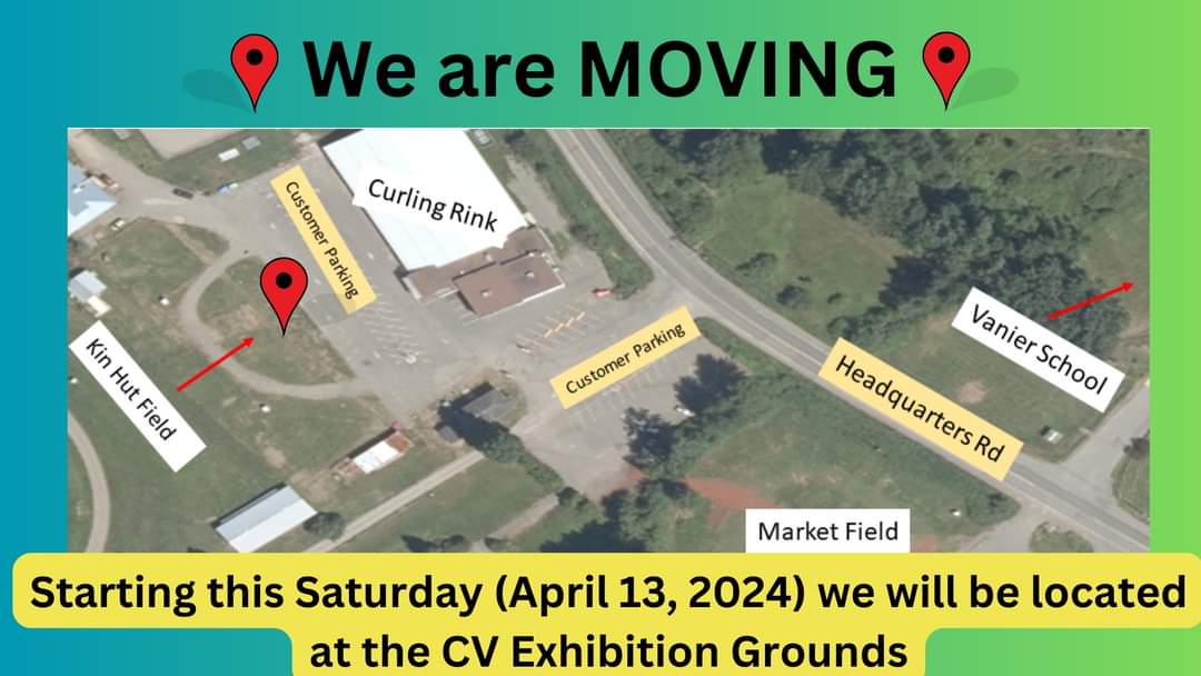 📣WE ARE MOVING 📣

You heard that right!  This Saturday (April 13, 2024) we will be heading out to our Spring/Summer location at the CV Exhibition Grounds (4839 Headquarters Rd).  

Come for the freshness and stay for the fun!