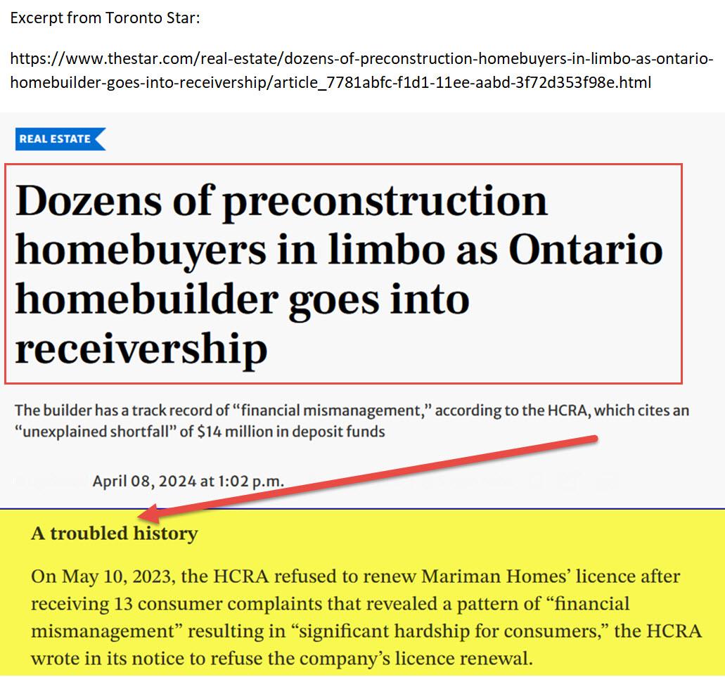 .@TorontoStar Why does @hcraontario need 13 complaints re builder 'financial mismanagement' before taking action? In what other profession can you make 13 transgressions before the regulator acts? Watching a 'troubled history' is not enough. @ToddJMcCarthy @ONconsumer #onpoli