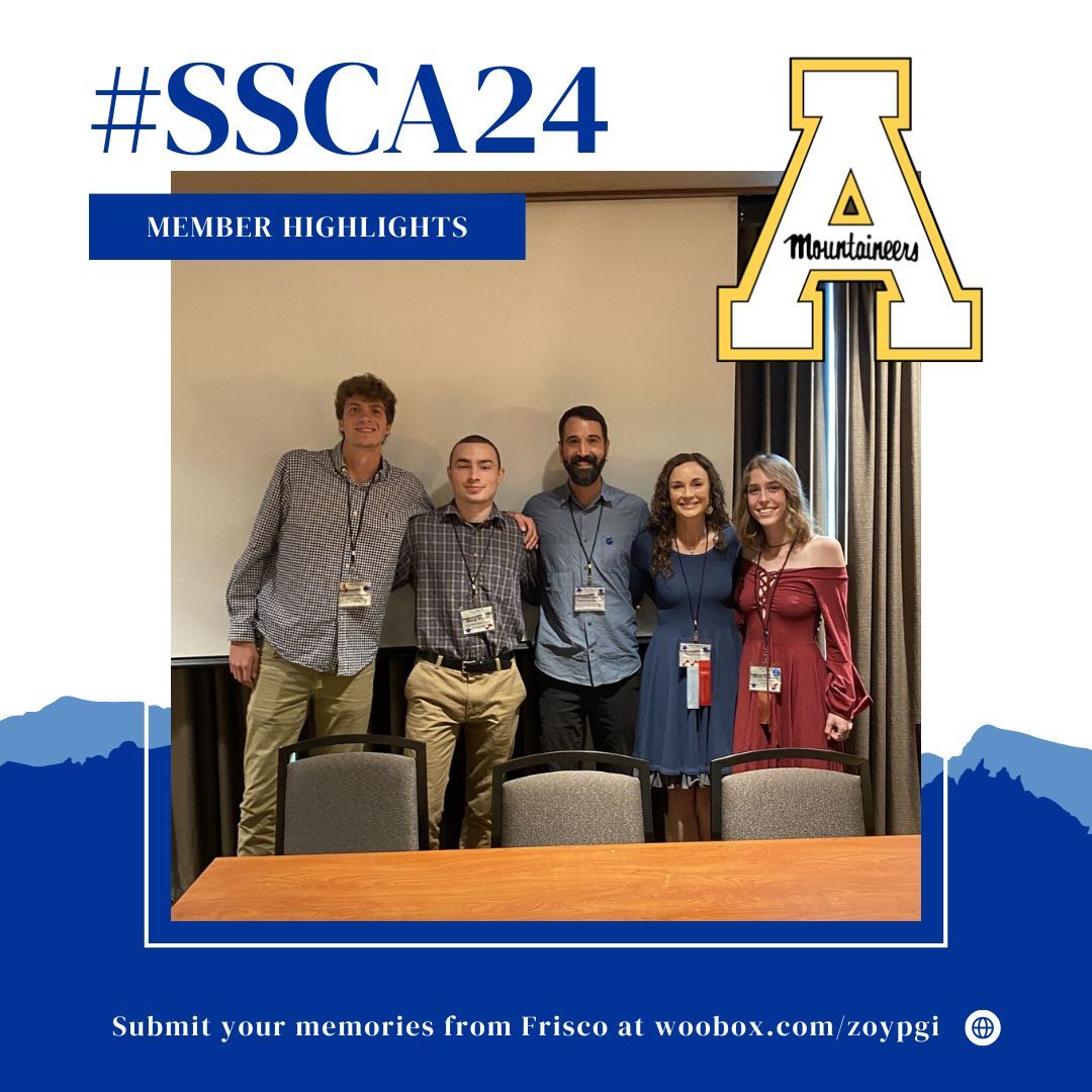 Our first member memory from Frisco is from Chris Patti who added this caption: 'Three undergraduate students from App State and their professors after presenting their work at SSCA 2024.' Want to see your memories from #SSCA24 highlighted? Send them in! buff.ly/3VQYiEG
