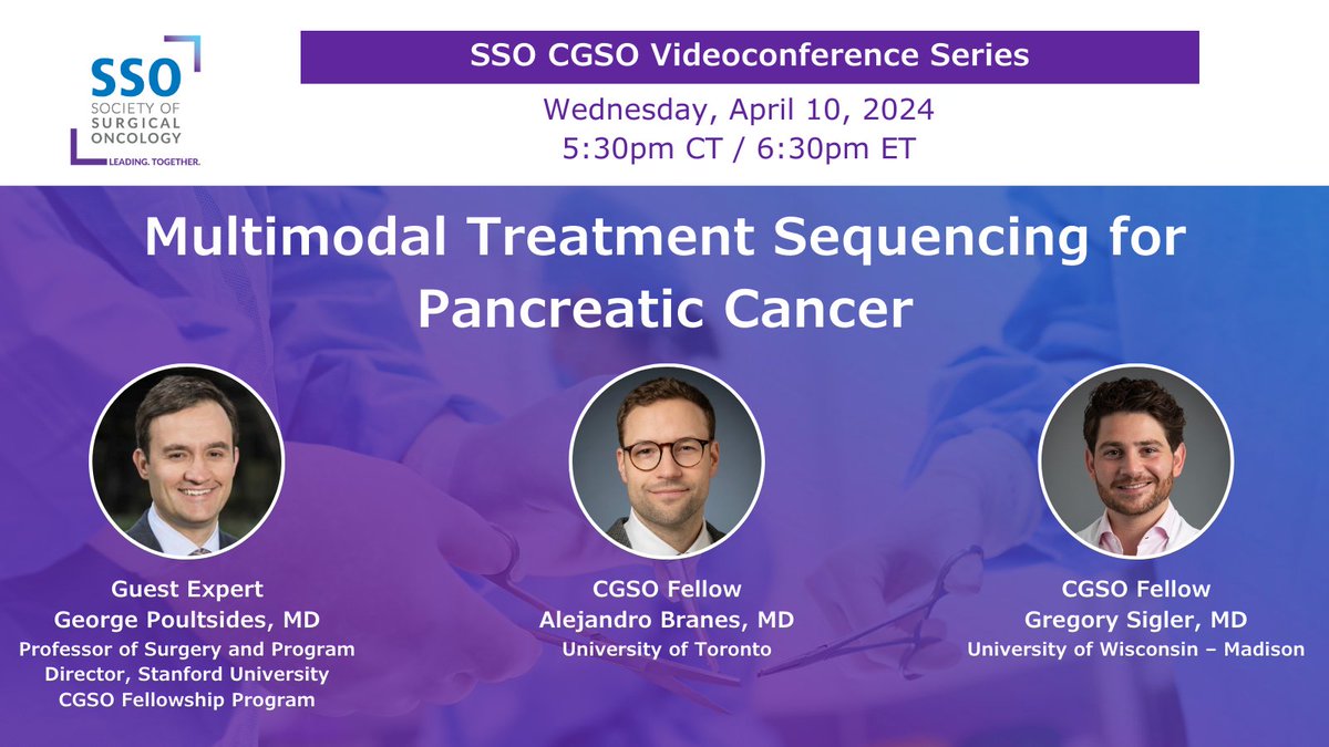 🚨24 hours away from a discussion to help define the current paradigm in perioperative local and systemic therapy for pancreatic cancer with SSO CGSO Fellows and our Guest Expert! You can still reserve your spot at ow.ly/wVv450RaR2o