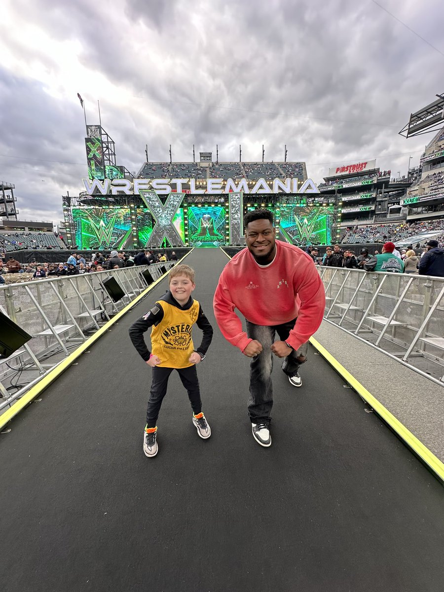 Thank you to the @wwe for providing me and Joey an opportunity to attend #wrestlemania and to make forever-lasting memories.