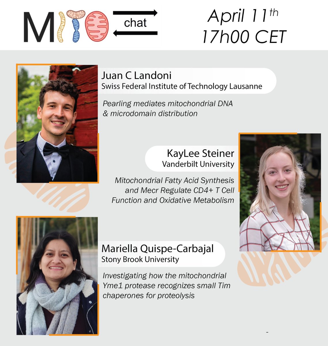 MITOtalks (@mitotalks) on Twitter photo MITOchats are back this Thursday! We are opening Season 5 with three short talks by KayLee Steiner <a href="/steinerkaylee/">KayLee Steiner, PhD</a> <a href="/JeffRathmell/">Jeff Rathmell</a>, Juan Landoni <a href="/jclandoni/">Juan Cruz Landoni</a>, and Mariella Quisepe-Carbajal <a href="/mqcarba/">Mariella Quispe-Carbajal</a>. Zoom link now available on mitotalks.org
The MITOscience of tomorrow, today. MITOchats are back this Thursday! We are opening Season 5 with three short talks by KayLee Steiner <a href="/steinerkaylee/">KayLee Steiner, PhD</a> <a href="/JeffRathmell/">Jeff Rathmell</a>, Juan Landoni <a href="/jclandoni/">Juan Cruz Landoni</a>, and Mariella Quisepe-Carbajal <a href="/mqcarba/">Mariella Quispe-Carbajal</a>. Zoom link now available on mitotalks.org
The MITOscience of tomorrow, today.