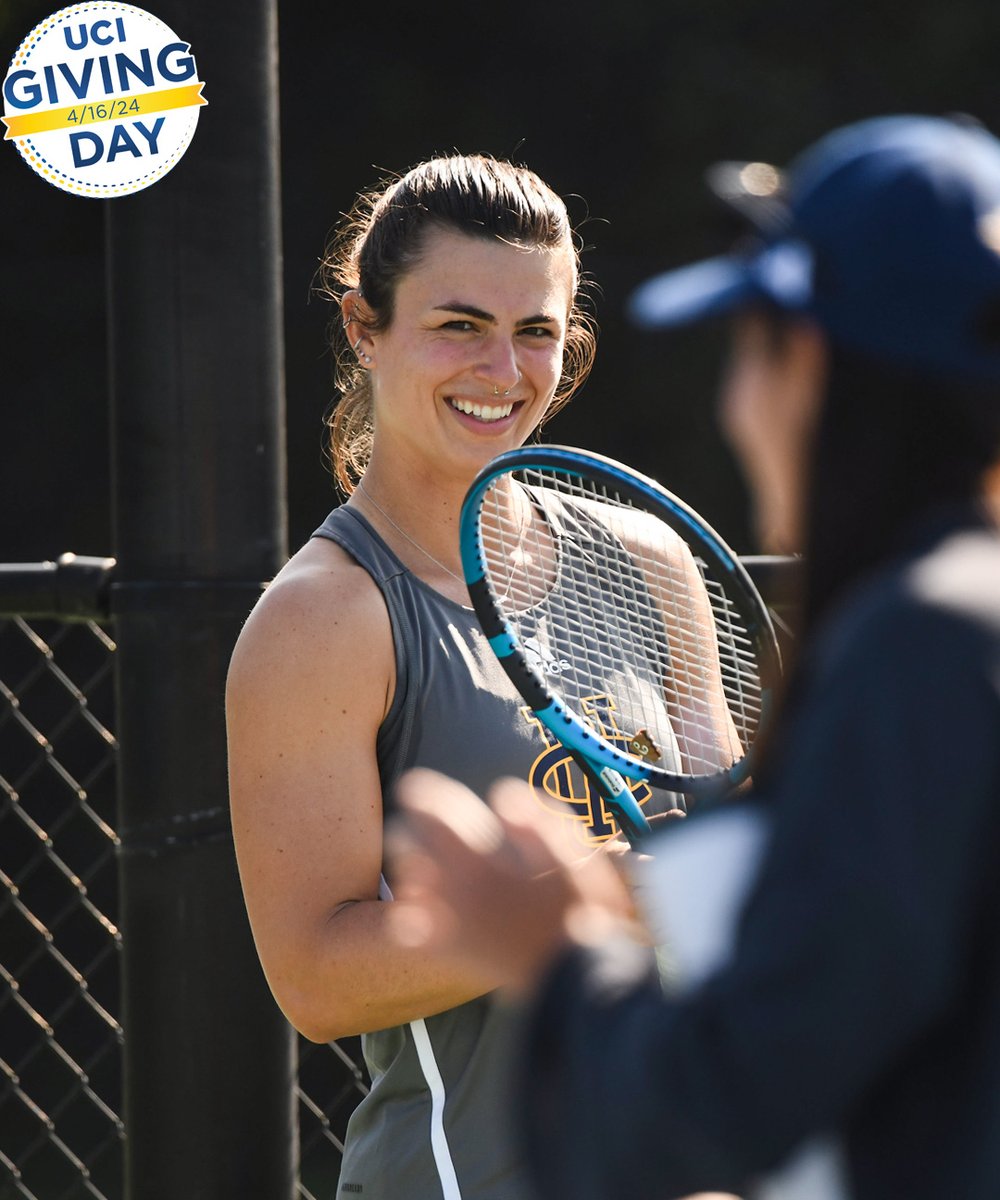 Fellow Anteaters... it feels great to do something good and support UC Irvine Women's Tennis for #UCIGivingDay on April 16th, 2024. There’s only 1 WEEK left! Please visit givingday.uci.edu/WomensTennis to make an early gift! #TogetherWeZot | #UCIGivingDay