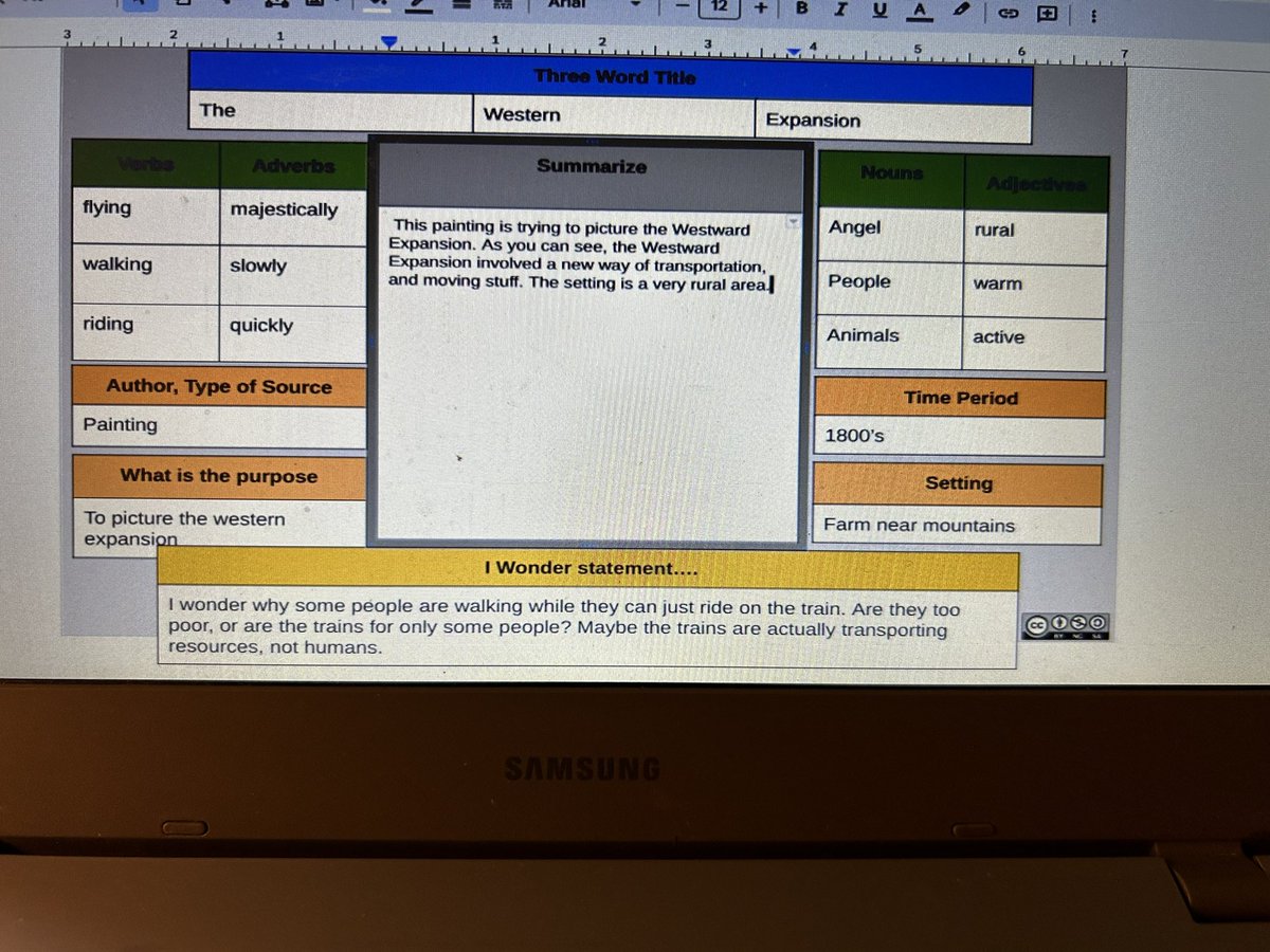 AvdellasL's tweet photo. Two @eduprotocols for the win to introduce Westward Expansion @HPMS_Official #wickedhydra #8pARTs https://t.co/2NSzPRohlG