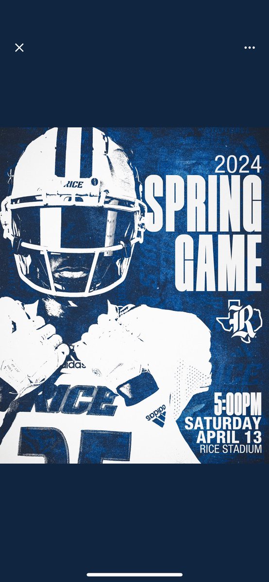 I will be @RiceFootball spring game @iCoachNash @CoachDixon_63 @On3Recruits @Bdrumm_Rivals