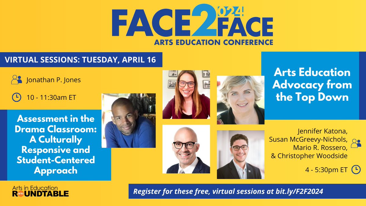 NAfME Executive Director Chris Woodside will speak during the panel “Arts Education Advocacy from the Top Down” on Tuesday, April 16, 4:00-5:30PM ET. Register now for this free online event: bit.ly/F2F2024 @nycaier #F2F2024