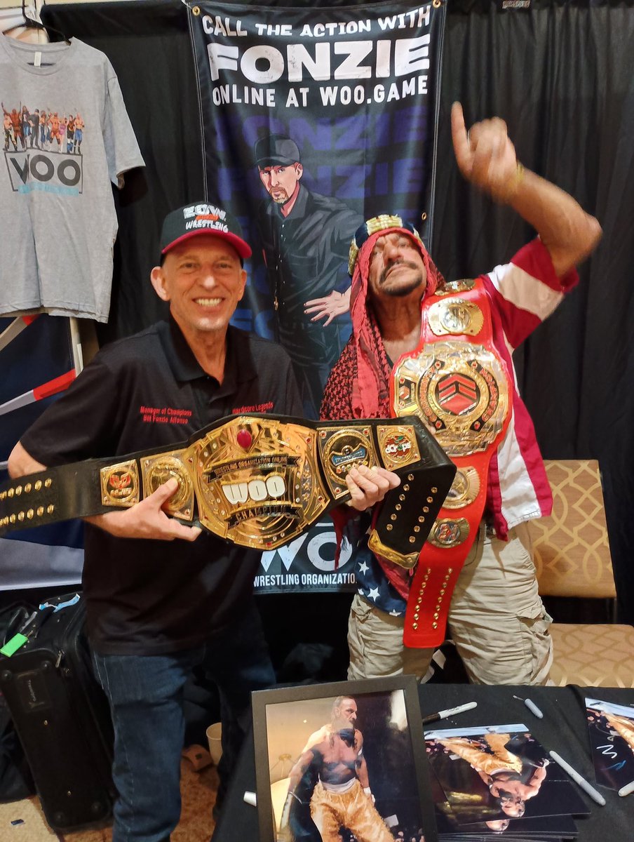 Those belts look good don't they daddy? Nothing better than hanging out with @TheRealSabuECW and @AlfonsoBill for the weekend. Thanks for coming out!