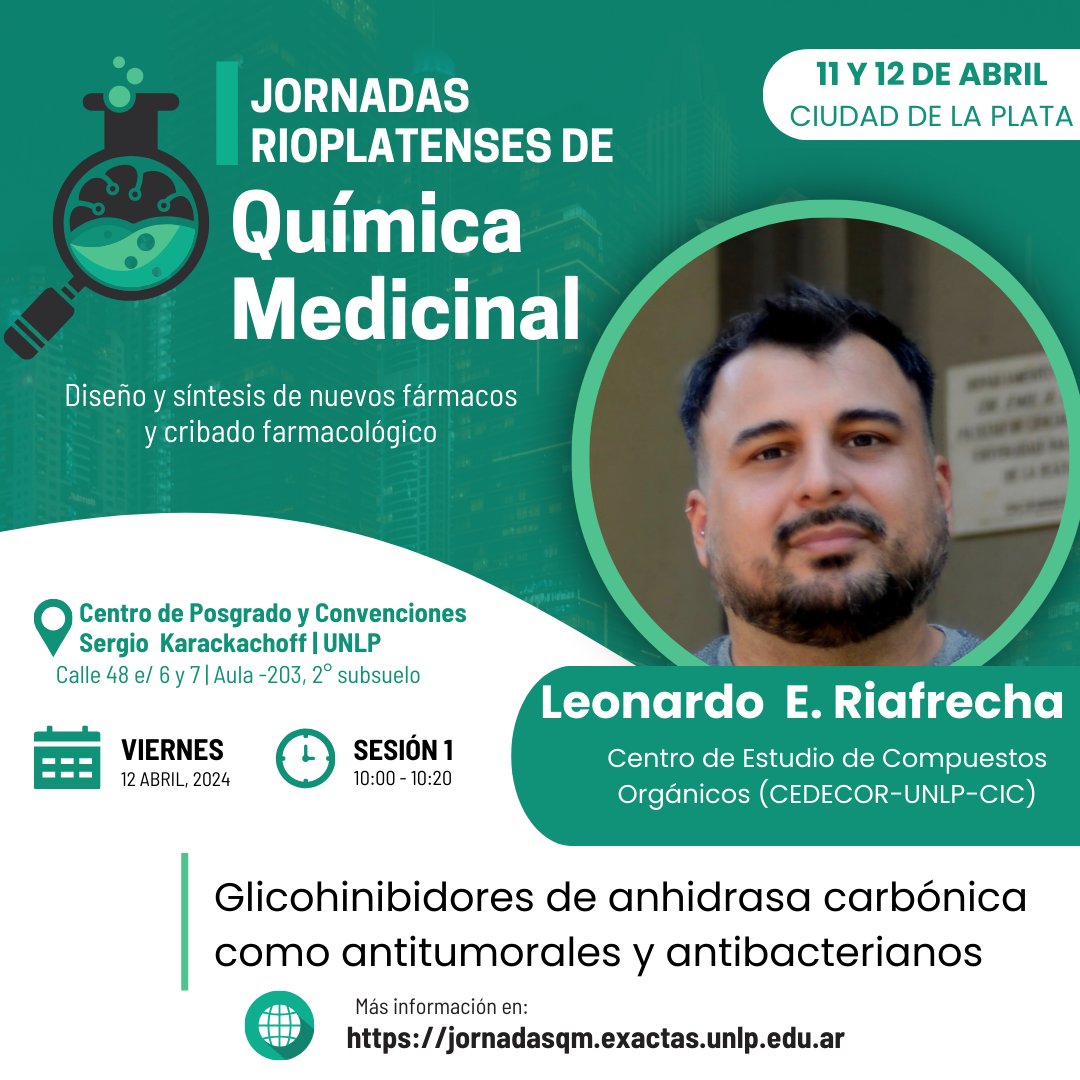 😊 Falta muy poco para encontrarnos!  Te presentamos a quienes nos van a acompañar con sus charlas.
👉Dr. Leonardo Riafrecha de #CEDECOR  <a href="/exactas_unlp/">Exactas | UNLP</a>
presente en las jornadas!

+info en nuestra bio #IJRQM #quimicamedicinal

<a href="/exactas_UNLP/">Exactas | UNLP</a>
#CEDECOR
<a href="/LIDeB_UNLP/">LIDeB</a>
#jornadasqm
