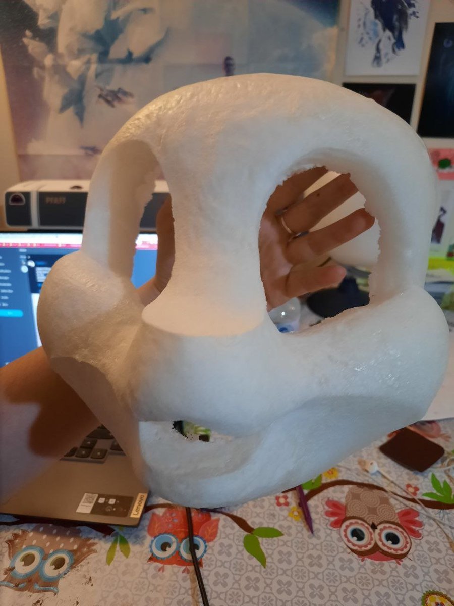 QUESTION FOR #FURSUIT MAKERS When you're buying/making an expanding foam fursuit head base, are they generally hard/stiff foam? Or are they squishy like regular upholstery foam? I've been making mine squishy, and I don't know if that's common? I've never bought one before