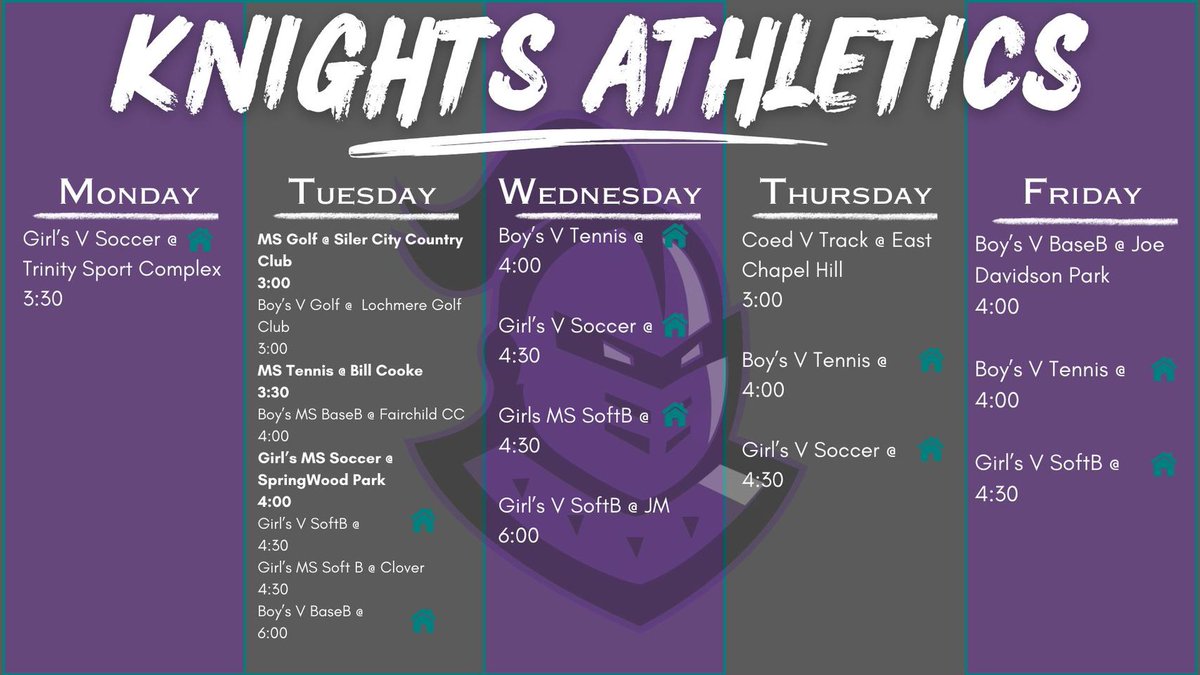Schedule week of 4/8