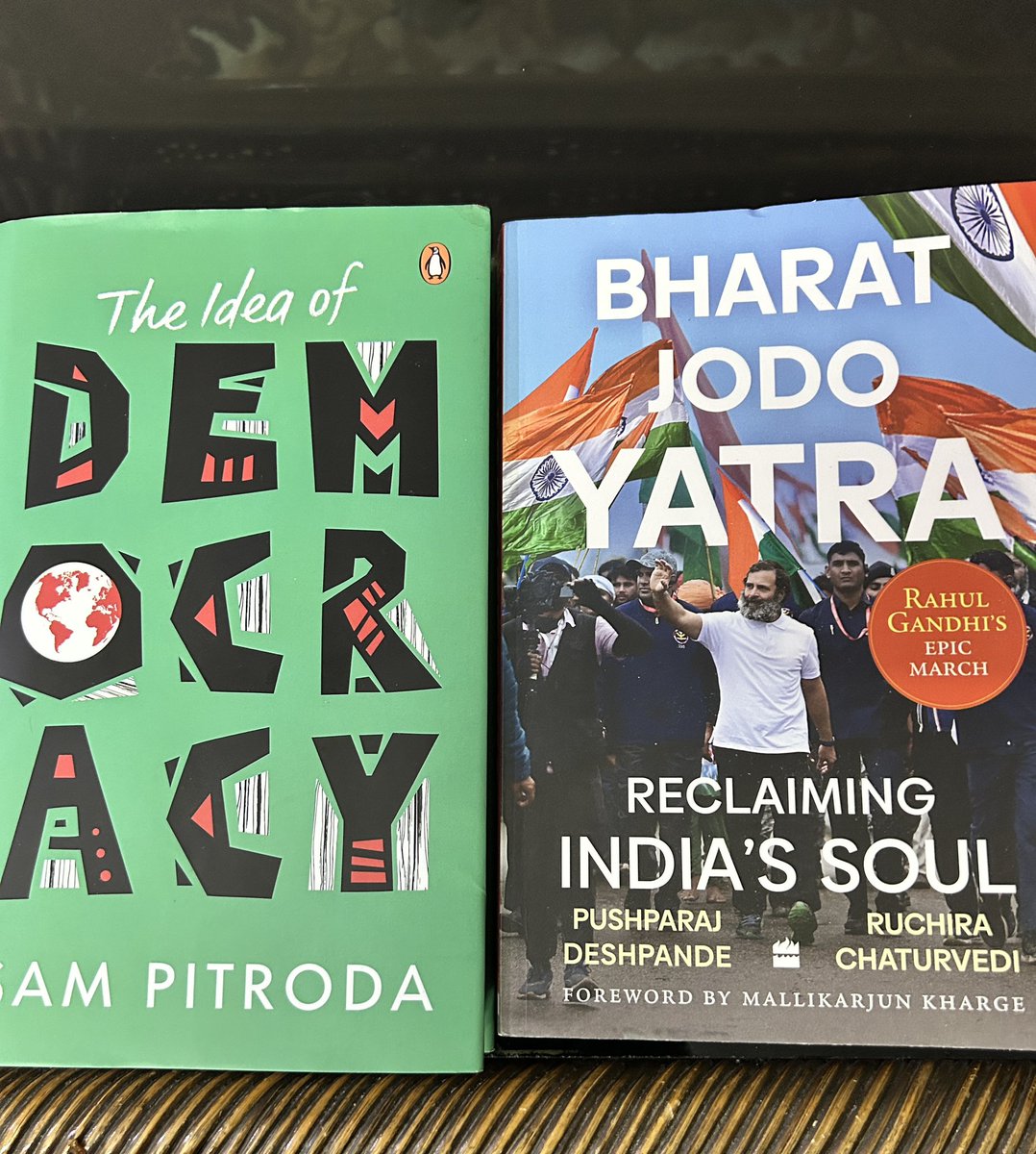 Received my copies back 2 back . 😁😊 Such an elated feeling 2 understand d yatra as a first hand experience and will try to discover some more concrete understanding of Democracy Thanks @sampitroda ji @kharge ji @RuchiraC @Jairam_Ramesh ji @Pawankhera ji @SupriyaShrinate ji🙏🙏