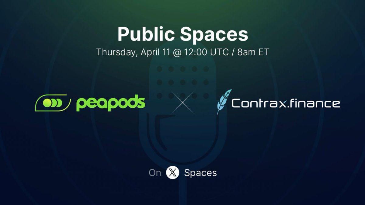 ☀️GM $PEAS Fam! 🎙 Join us for an exciting shared Spaces session with @Contrax_Finance! 🗓️ Mark your calendars for 12PM UTC this Thursday. Set a reminder here 👇 x.com/i/spaces/1lPKq…