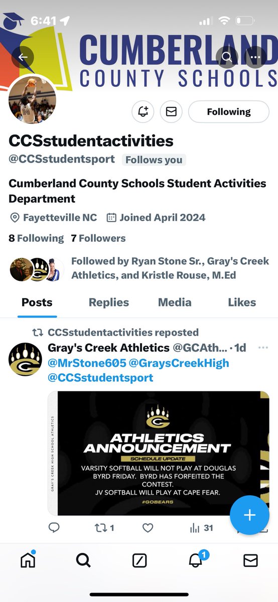 There's a new Twitter/X account for Cumberland County Schools student activities.