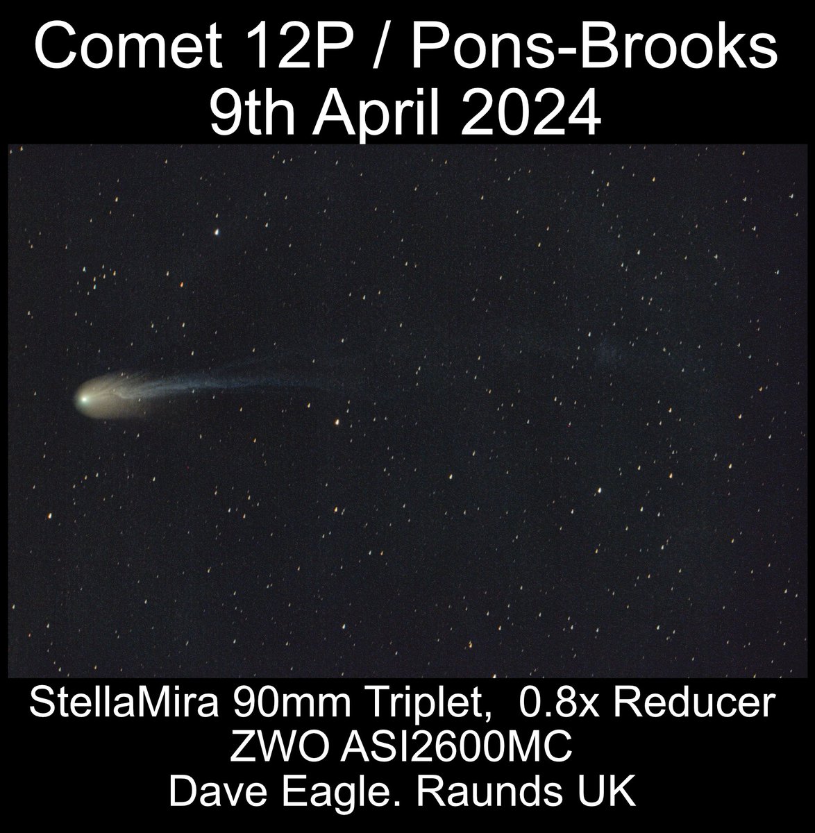 This evening's comet showing. Now located to the lower right of Jupiter in the western evening twilight.