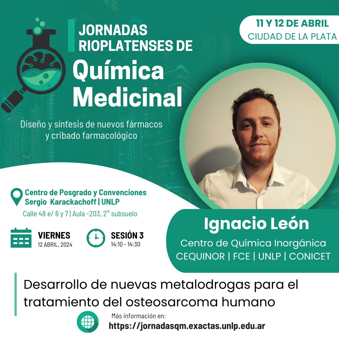 😊 Falta muy poco para encontrarnos!  Te presentamos a quienes nos van a acompañar con sus charlas.
👉Dr. Ignacio León de <a href="/CEQUINOR_OK/">CEQUINOR</a>
presente en las jornadas!

+info en nuestra bio #IJRQM #quimicamedicinal

<a href="/exactas_UNLP/">Exactas | UNLP</a>

#CEDECOR

<a href="/LIDeB_UNLP/">LIDeB</a>

#jornadasqm