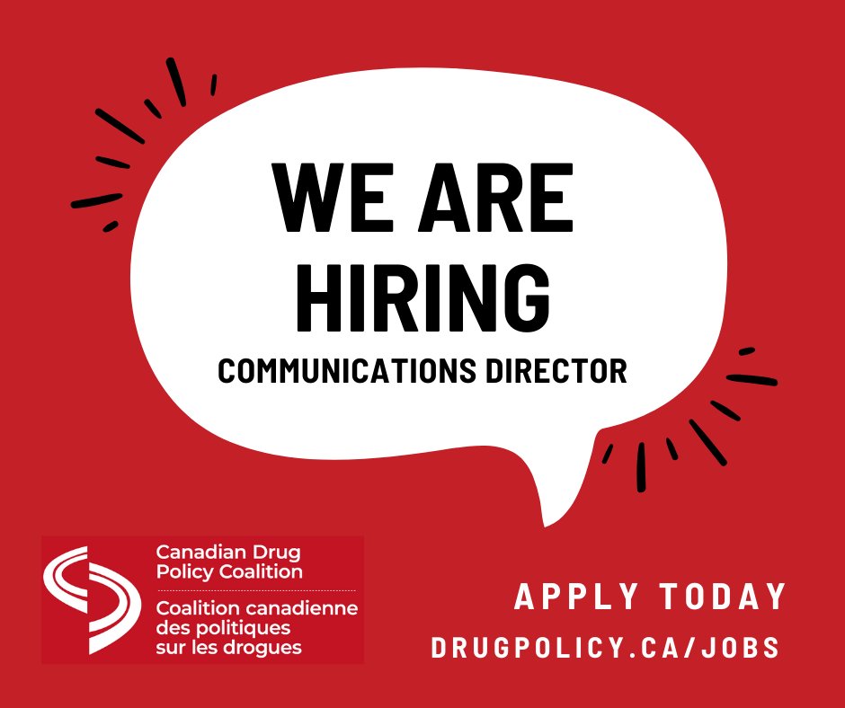 📢 PLEASE RT 📢 We are hiring! The Canadian Drug Policy Coalition is seeking a Communications Director. If you’re an experienced strategic comms leader keen on public health & human rights-based drug policy, we want to hear from you. Apply by May 6 🗓 drugpolicy.ca/communications…