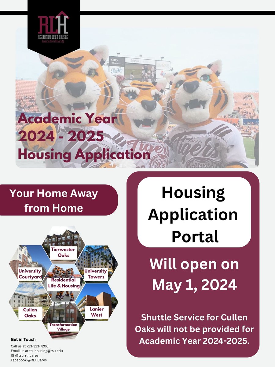 Attention students! Mark your calendars and circle the date. The housing application portal will open on May 1st, 2024!