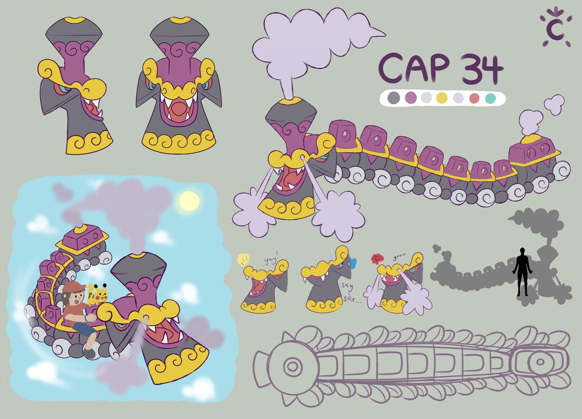 My entry for Smogon CAP 34! Dragon/Poison type #Fakemon related to sound/noise. All aboard the hype train, because this locomotive will be departing soon! Choo choo bois 🚂