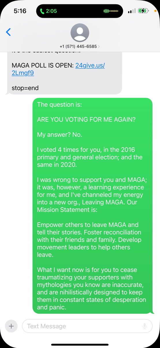 I seem to have the attention of former President Trump, who has asked me if I’m again voting for him. My reply is below. #LeavingMAGA @LeavingMAGA