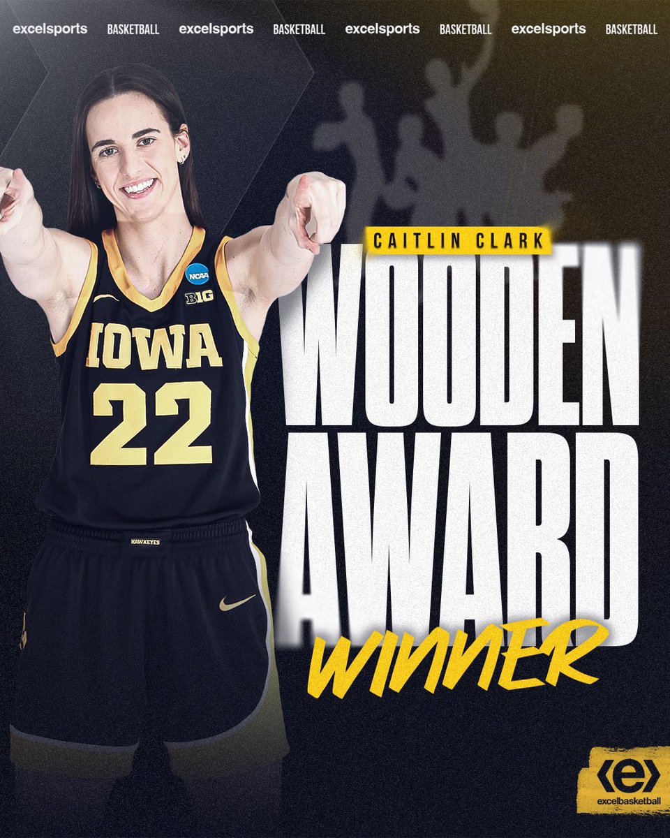 Run it back 🙌 Another Wooden Player of the Year win for @CaitlinClark22! #exceling