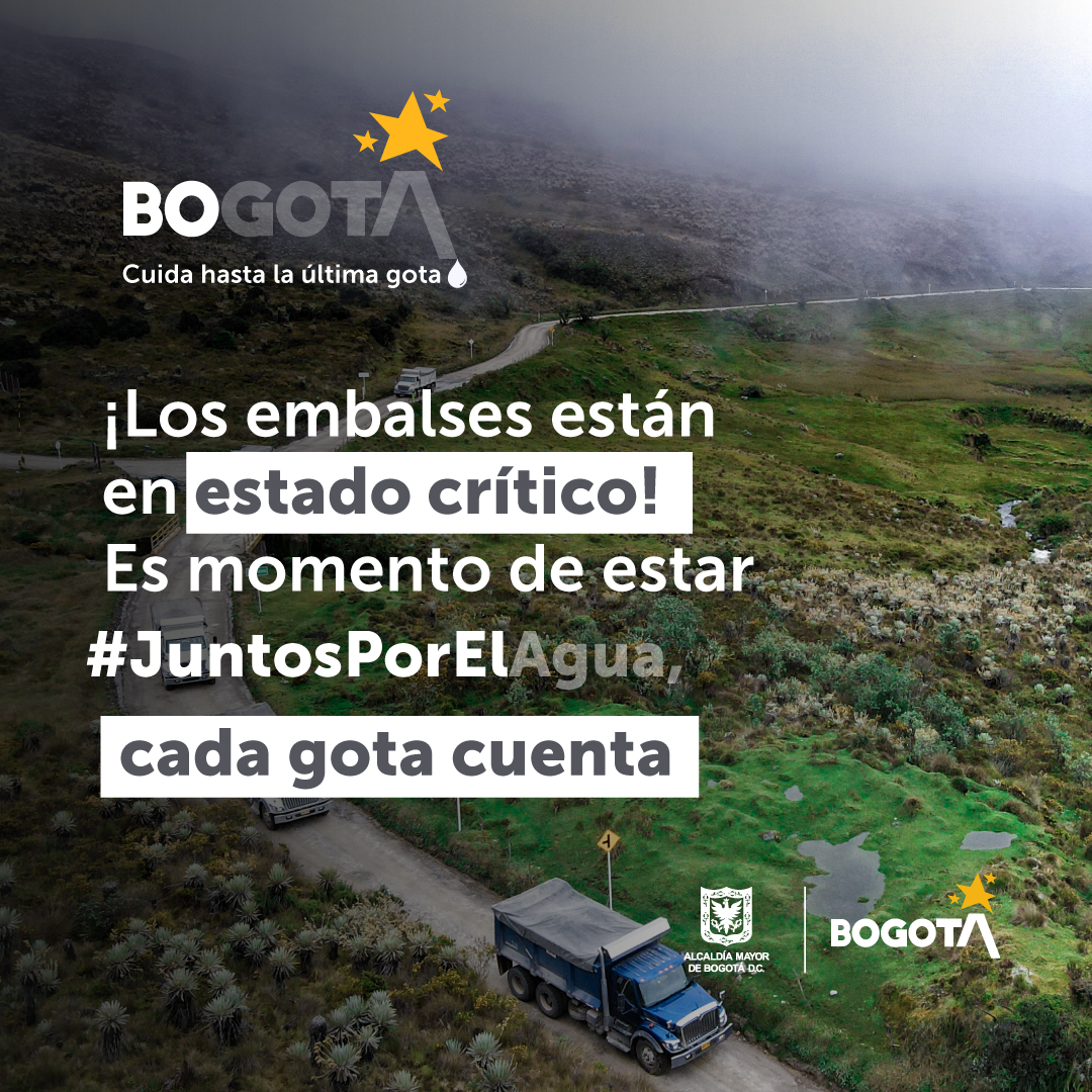 🚨 ¡Atención, #Bogotá! Es momento de actuar. El agua es un recurso vital que requiere el compromiso de quienes viven y visitan la capital. 

¡Cambiemos nuestros hábitos ahora!
#JuntosPorElAgua.
