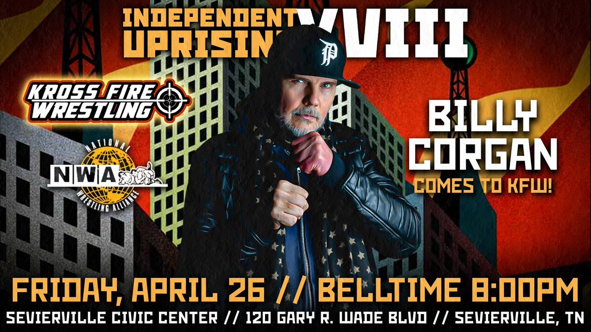 🚨BREAKING NEWS!!!!!🚨 @nwa Owner @Billy Corgan will be at (Kross Fire Wrestling) on April 26th in Sevierville, TN at the Civic Center!!!! What's Going On??? Be there to find out!!!!