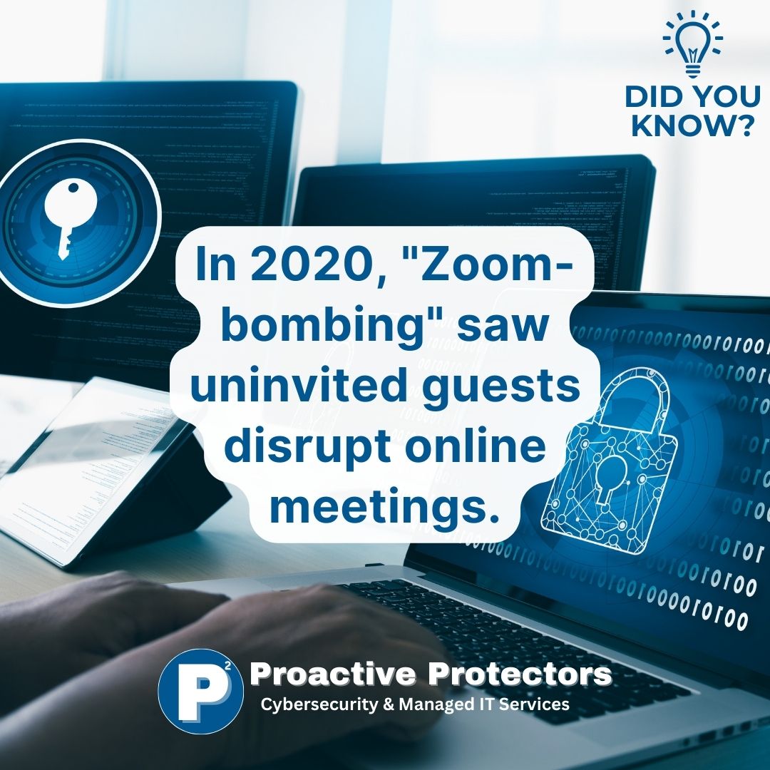 P2_Cyber's tweet image. Zoom-bombing: Unwanted guests in virtual meetings. #ZoomBombing #P2 #ProactiveProtectors #Cybersecurity #TechBizCEO