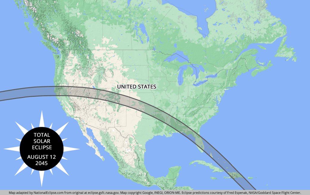 Now that the eclipse is over, you might be wondering when you'll next be able to see totality in the U.S. Here are the next three totals in America, in 2033, 2044, and 2045. Start making your plans...