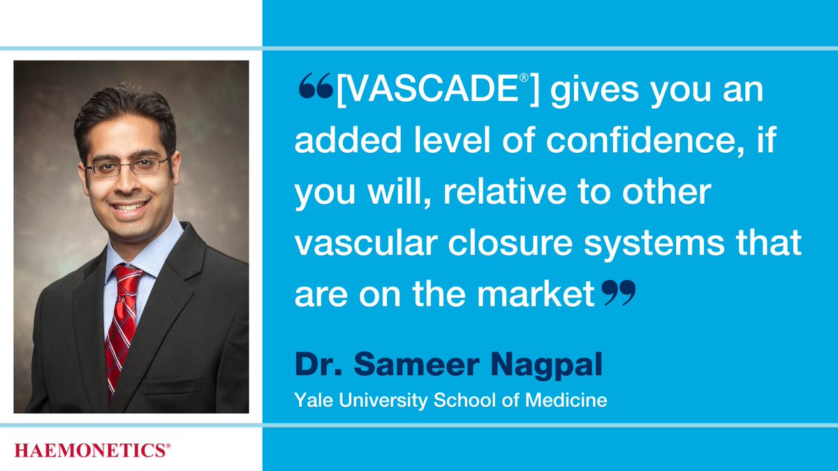 HaemoneticsIT's tweet photo. Hear Yale School of Medicine’s Dr. Sameer Nagpal explain why he feels more confident using the #VASCADE system over competitive devices here: https://t.co/5YZZ6VYbcK
IFU: https://t.co/zOPtJJGiDF https://t.co/vmEBrc9xdN