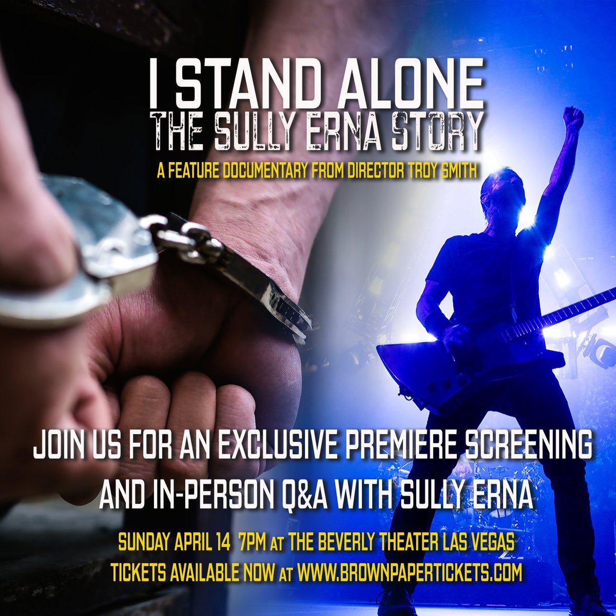 📽️🎞️ LAS VEGAS! There will be a SPECIAL SCREENING of “I Stand Alone” the @SullyErna story THIS SUNDAY APRIL 14 at 7PM at the @BeverlyTheater with a SPECIAL APPEARANCE by Sully and Q&A following the screening! There will also be a terrace lounge and full bar where viewers will be…