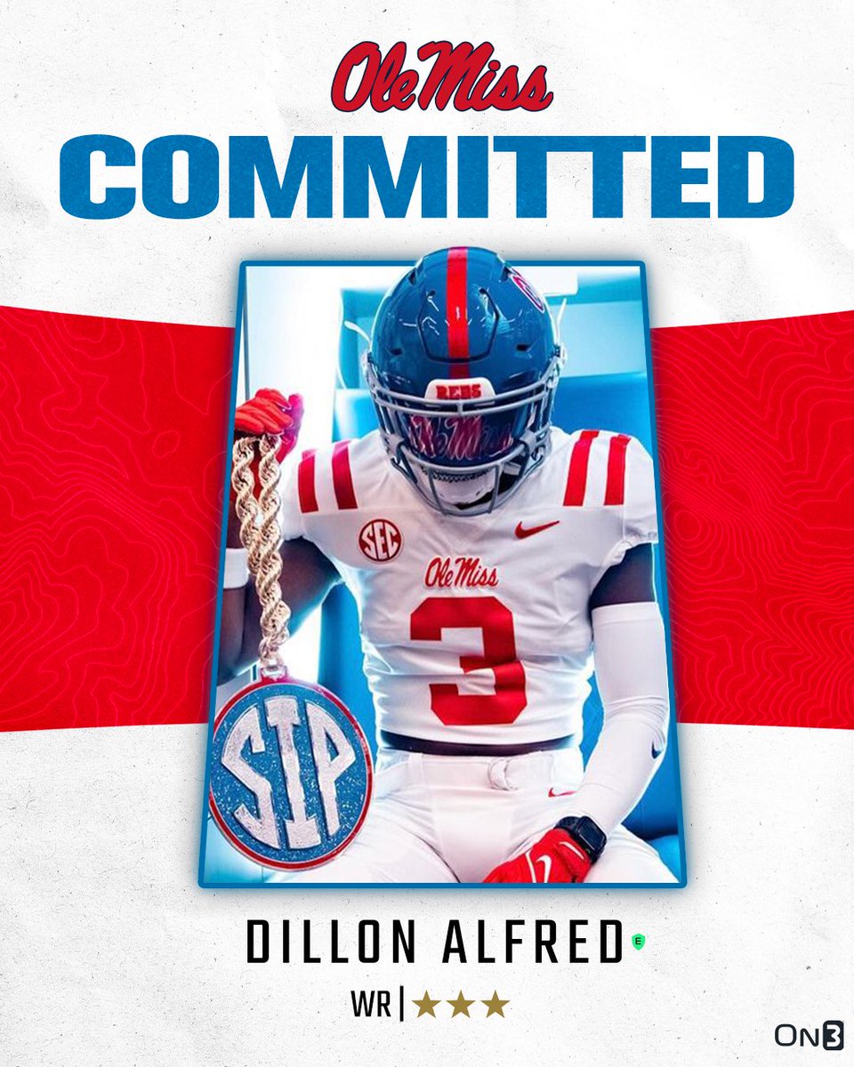 Saraland (Ala.) wide receiver Dillon Alfred has committed to Ole Miss over a number of SEC programs. The Gautier, Miss., native will be a big part of the Alabama 6A programs’s offense in 2024. @OMSpiritOn3 has more here on3.com/teams/ole-miss…