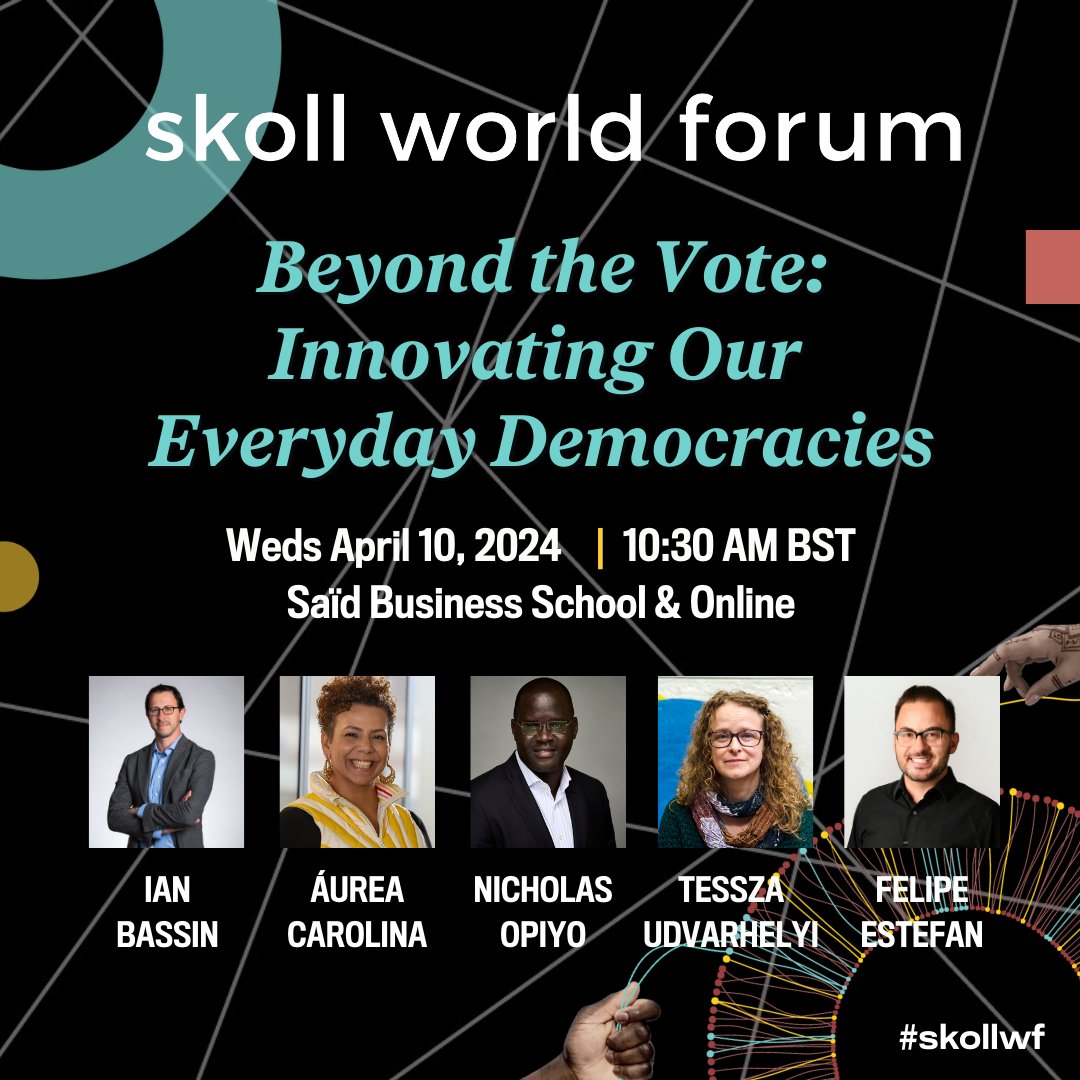 TOMORROW: Our own @IanBassin will be speaking at the 21st Skoll World Forum in Oxford, UK. Tune in online to hear from Ian & other global leaders about innovating our everyday democracies. Join for free by registering at the link below. #skollwf ➡️ skoll.wf/49niy4E