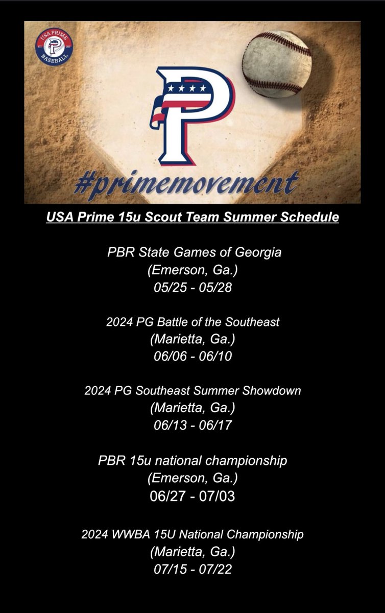 Just a couple of months out from kicking off the summer season! I’m really looking forward to it! If you are a pitcher or position player looking for a home don’t hesitate to reach out my door is always open to chat. #BoysOfSummer #PrimeTime @USAPrimeNat