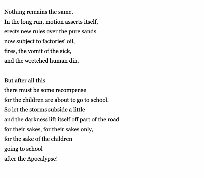 We've been sharing Palestinian poetry all month long for National Poetry Month. For the anniversary of the Deir Yassin Massacre, here is 'After the Apocalypse' by Samih Al-Qassem:
