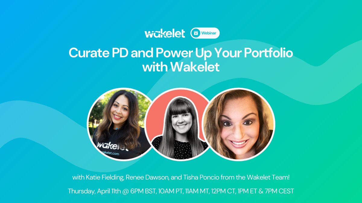 Join me, @KatieF and @APSITSdawson on Thursday! We will be exploring ways to up-level YOUR professional portfolio and branding! ❶ Get your @wakelet account, profile, & collections ready! ❷ Register here: webinars.wakelet.com/professional_p… ❸ Bring 1 curious question with you!