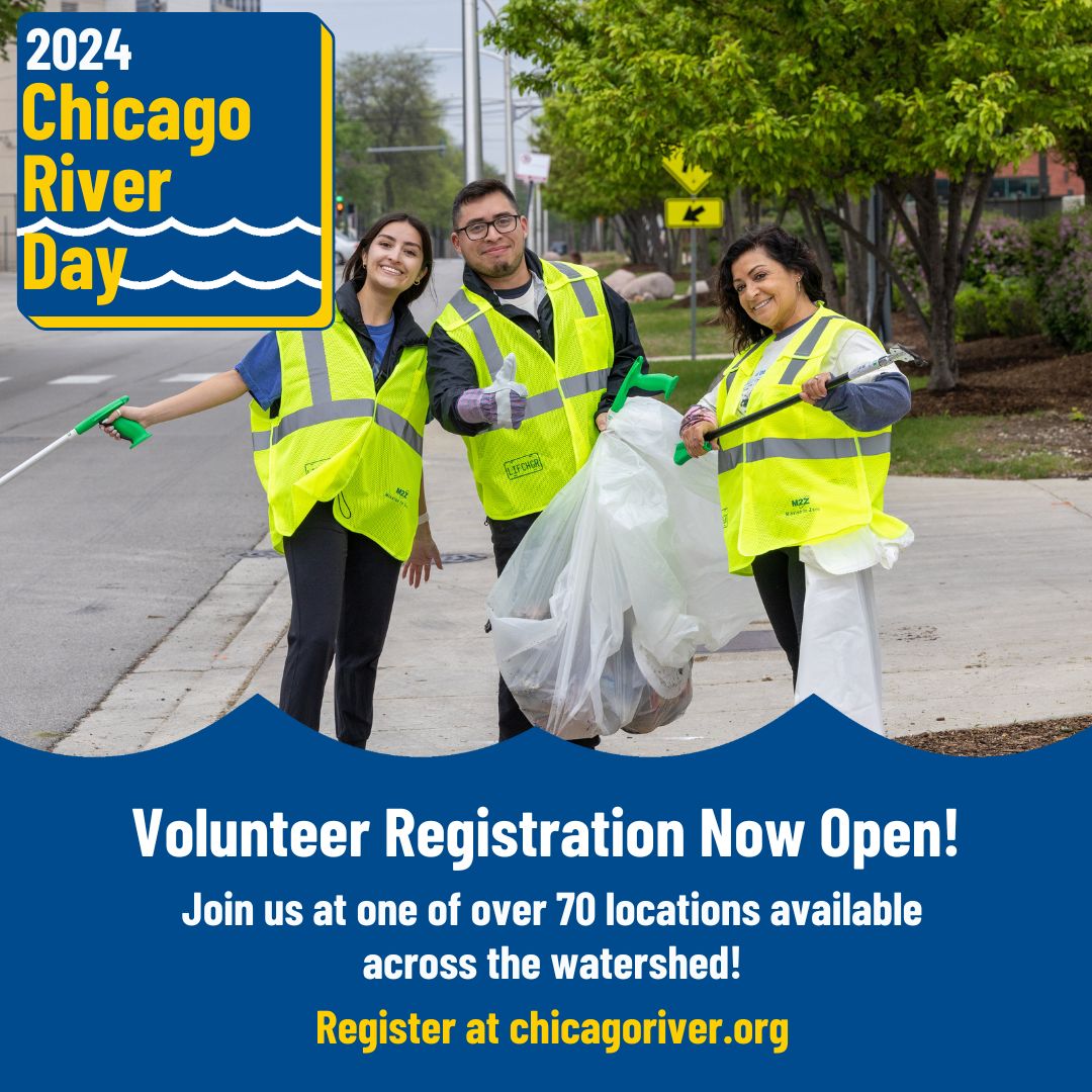 Volunteer with us at Chicago River Day on Saturday, 5/11 to pick up litter at one of more than 75 locations around the watershed. Then join us for an after party Blue Island Beer Company or Burning Bush Brewery from 12- 3p.m. chicagoriver.org. #Chicagoriver #LitterFree